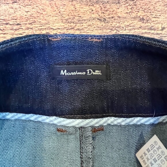 Massimo Dutti Calidad Denim Jean Midi A-Line Button Front Skirt Size 8 - Picture 9 of 10